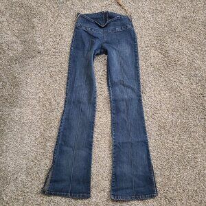 Forever 21 Y2K Stretch Flare Pinstripe Blue Jeans - Size 26/28